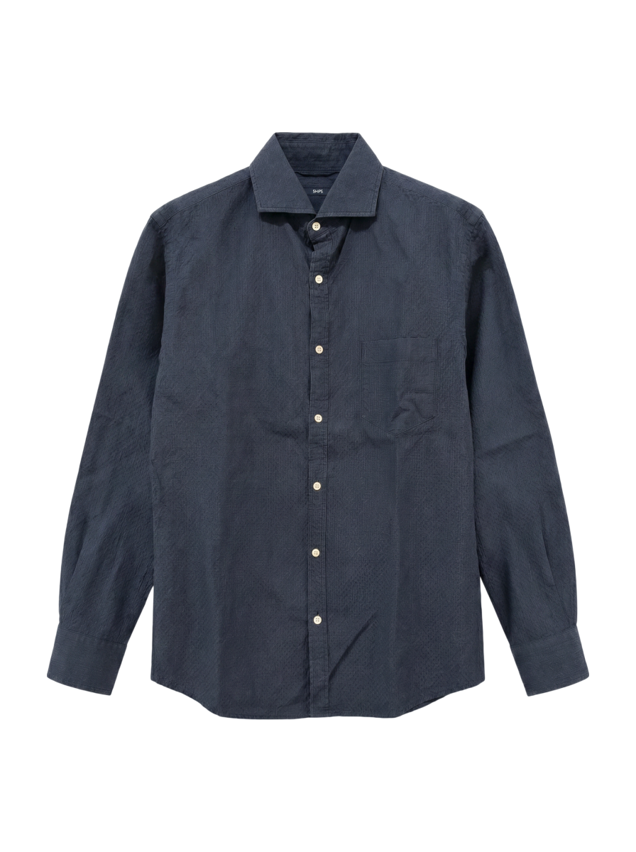 SHIPS: NEW ドットクロス セミワイドカラー シャツ