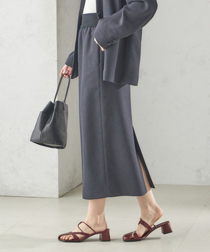 〈手洗い可能〉Asami 麻調合繊 ウエスト リブ タイト スカート