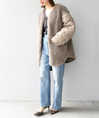 〈手洗い可能〉【SHIPS別注】WILDTHINGS:キルトボアドッキングコート