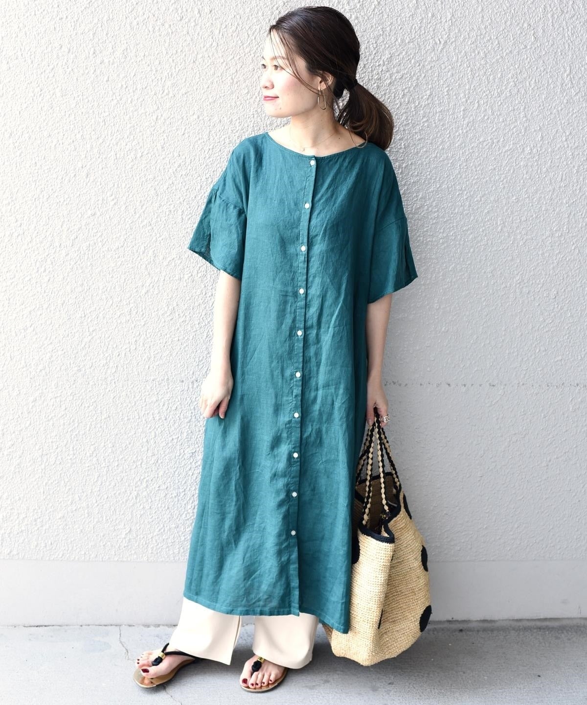 liflattie ships:リネン2WAYワンピース
