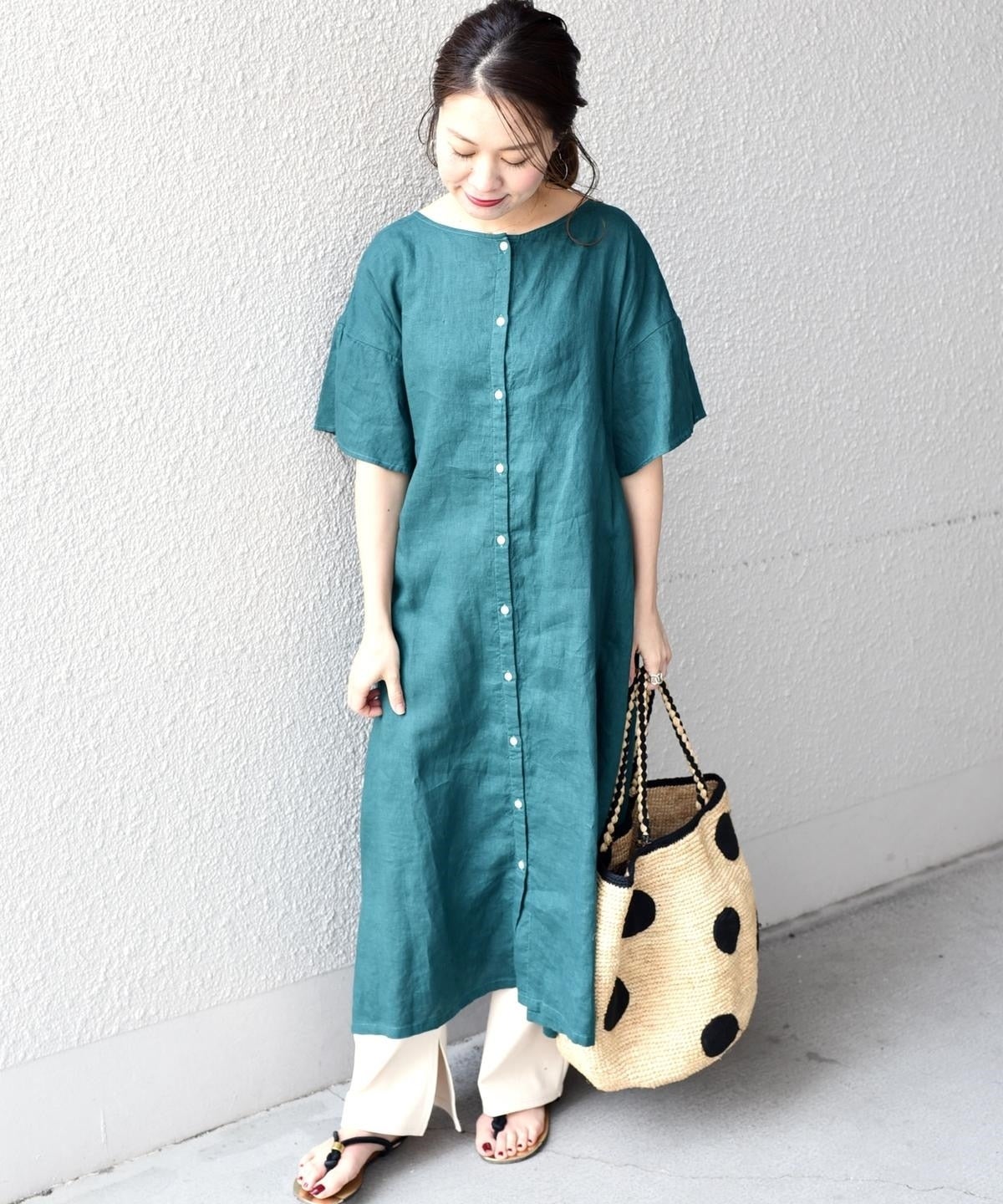 liflattie ships:リネン2WAYワンピース