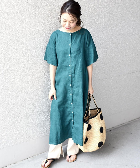 liflattie ships:リネン2WAYワンピース
