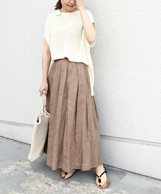 liflattie ships:リネンタックマキシスカート