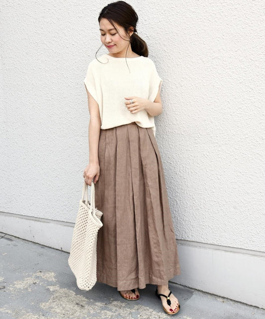 liflattie ships:リネンタックマキシスカート