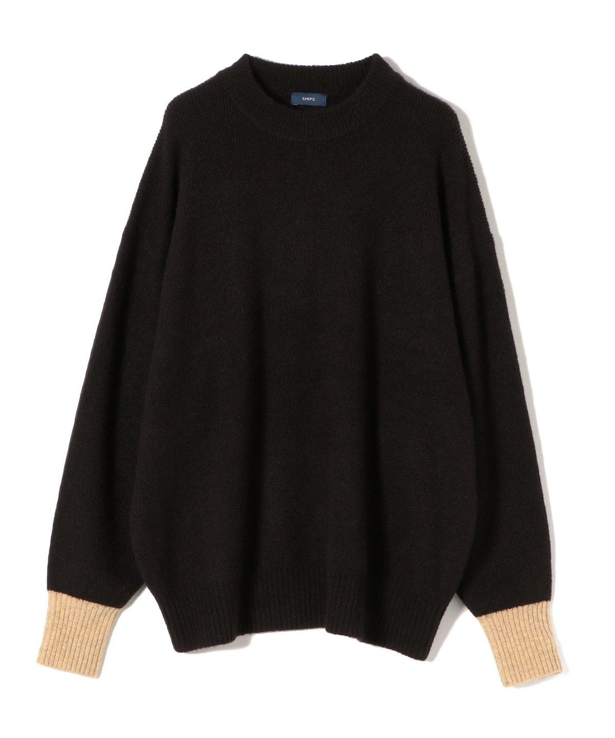 〈手洗い可能〉ヤクフィール袖配色ニットプルオーバー