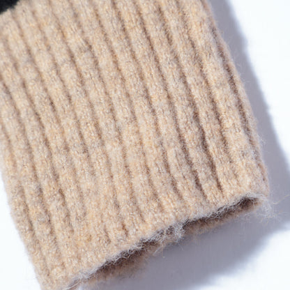 〈手洗い可能〉ヤクフィール袖配色ニットプルオーバー