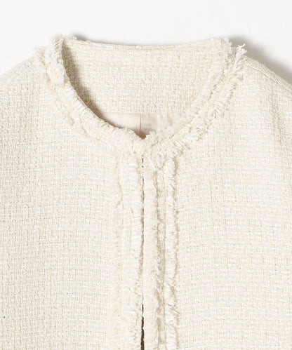 SHIPS any:〈手洗い可能〉ノーカラー カラーミックス ツイード ジャケット