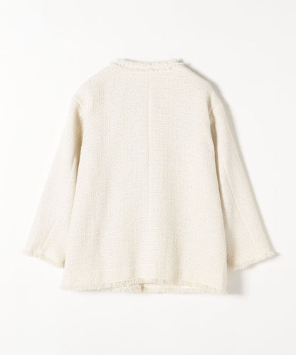 SHIPS any:〈手洗い可能〉ノーカラー カラーミックス ツイード ジャケット