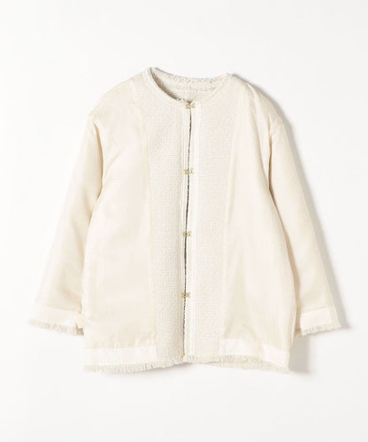 SHIPS any:〈手洗い可能〉ノーカラー カラーミックス ツイード ジャケット