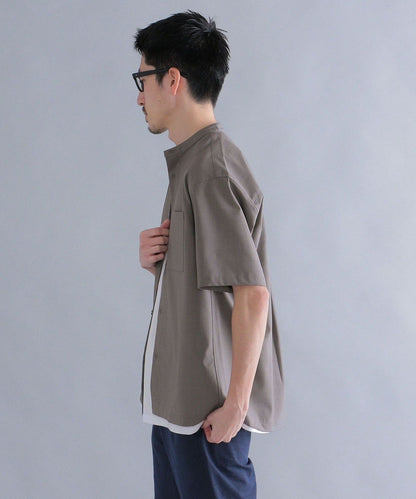 SHIPS:〈ウォッシャブル〉ウール×SOLOTEX(R) リラックスフィット バンドカラーシャツ S/S