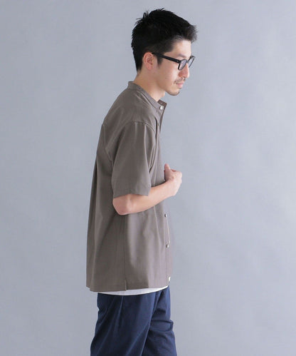 SHIPS:〈ウォッシャブル〉ウール×SOLOTEX(R) リラックスフィット バンドカラーシャツ S/S