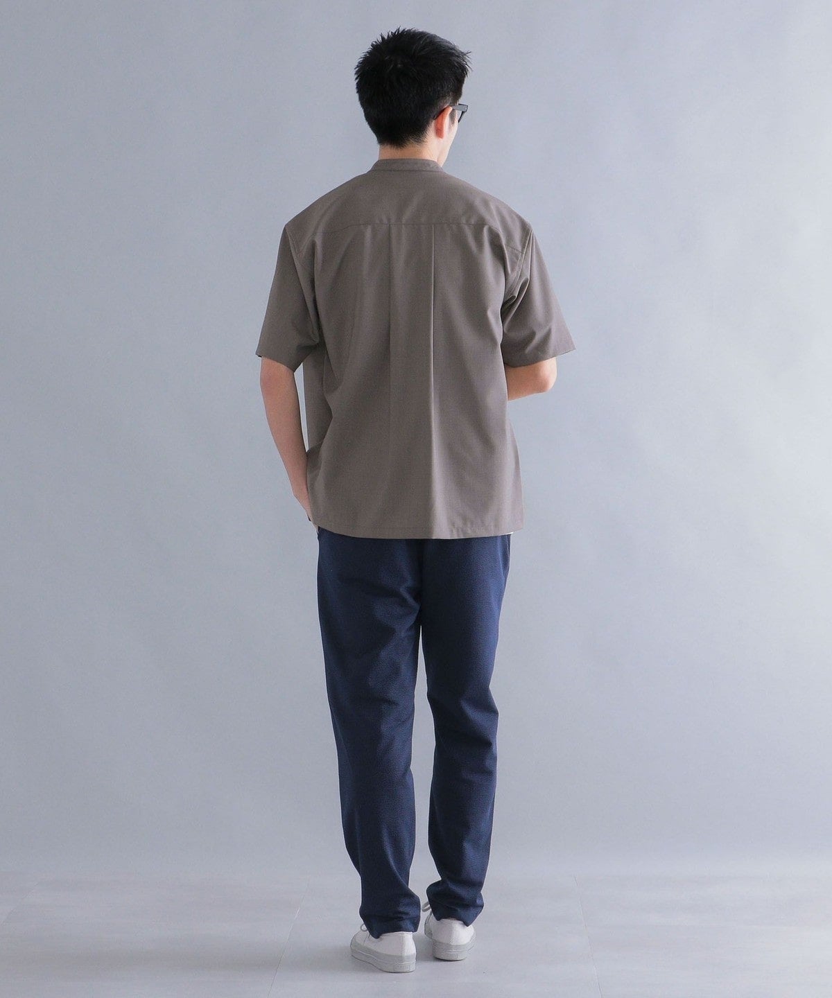SHIPS:〈ウォッシャブル〉ウール×SOLOTEX(R) リラックスフィット バンドカラーシャツ S/S