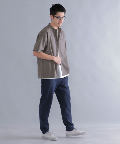 SHIPS:〈ウォッシャブル〉ウール×SOLOTEX(R) リラックスフィット バンドカラーシャツ S/S