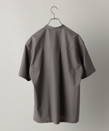 SHIPS:〈ウォッシャブル〉ウール×SOLOTEX(R) リラックスフィット バンドカラーシャツ S/S