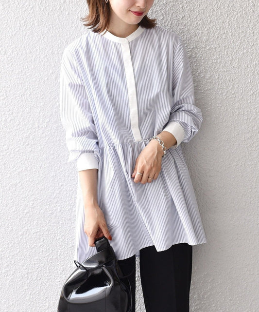 〈手洗い可能〉ブロードペプラムブラウス