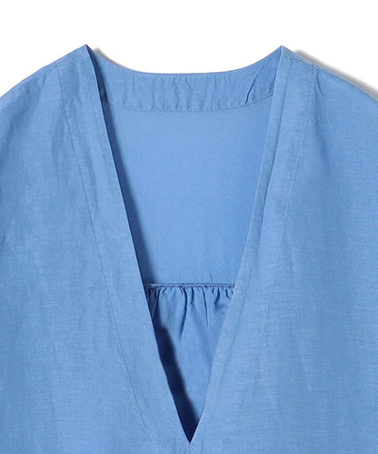 〈手洗い可能〉製品染め キーネック コクーン ブラウス