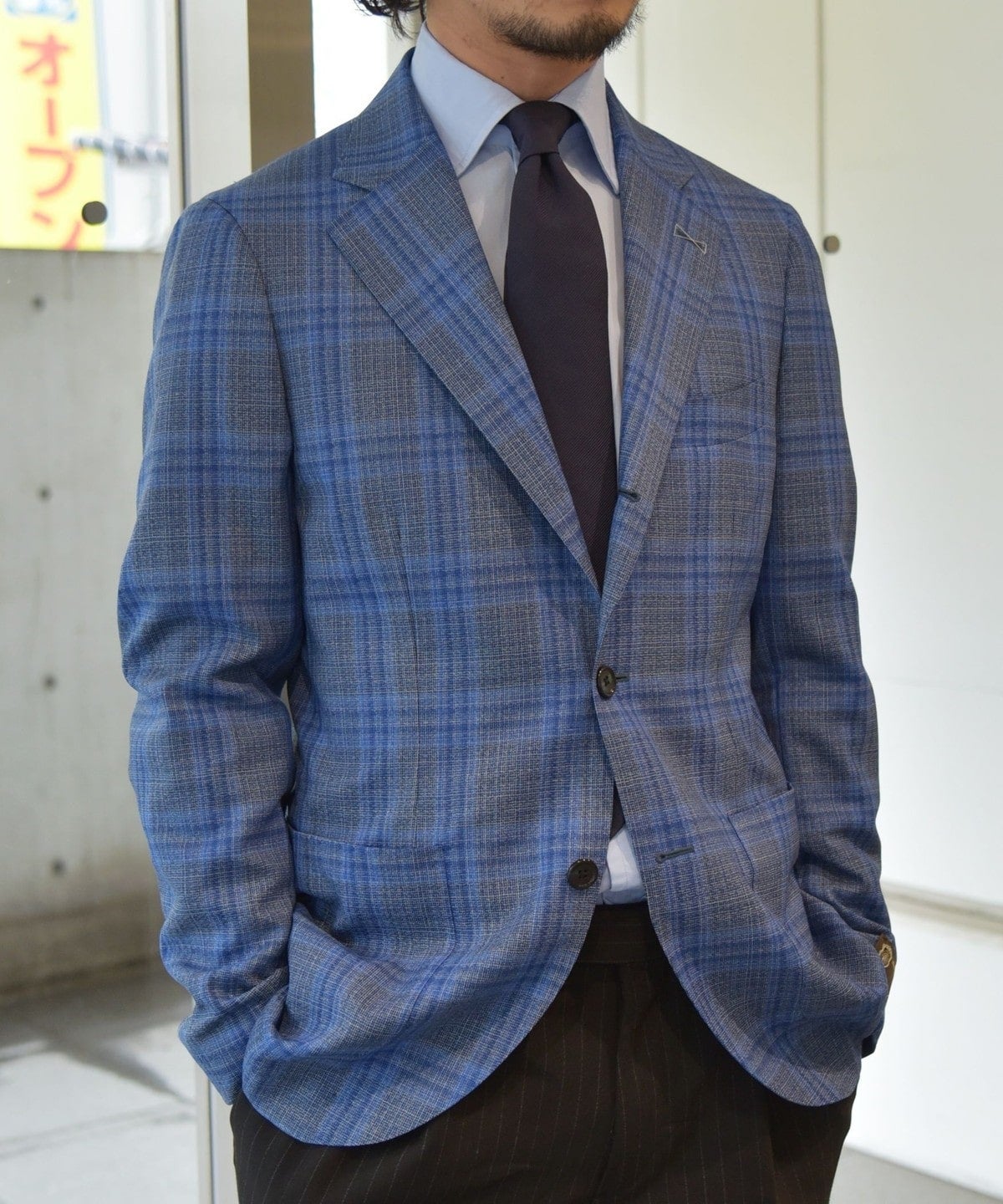 SHIPS: タリア ディ デルフィノ ブルー ウィンドウペンチェック ジャケット