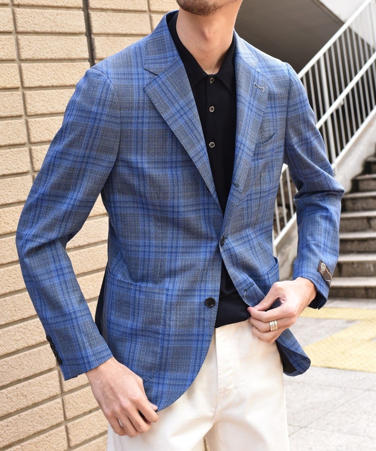 SHIPS: タリア ディ デルフィノ ブルー ウィンドウペンチェック ジャケット