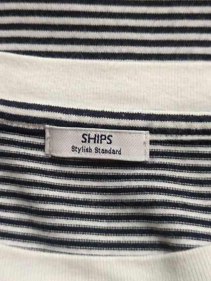SHIPS: 抗菌・防臭 NANO-FINE（R） ハイゲージ コットン ボーダー  Tシャツ