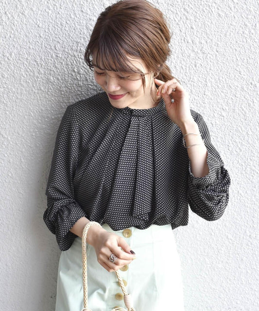 【手洗い可能】小紋プリントブラウス