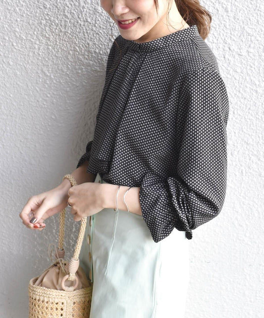 【手洗い可能】小紋プリントブラウス