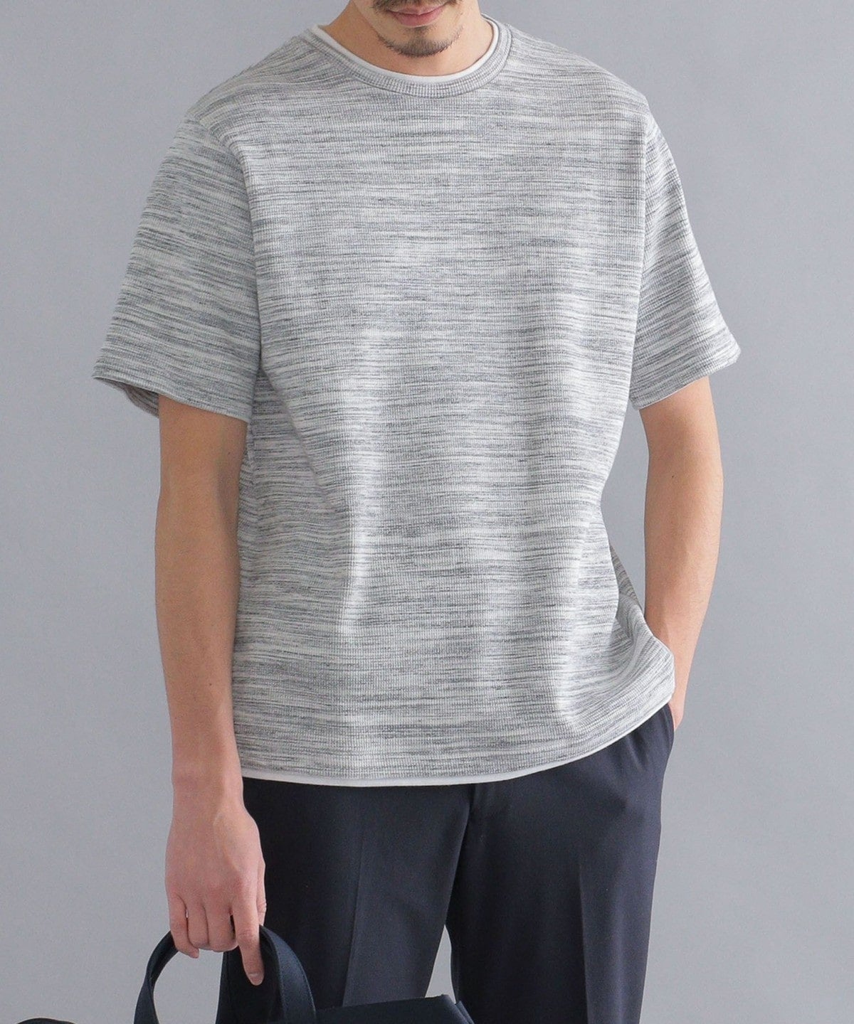 SHIPS: ワッフル フェイクレイヤード クルーネック Tシャツ