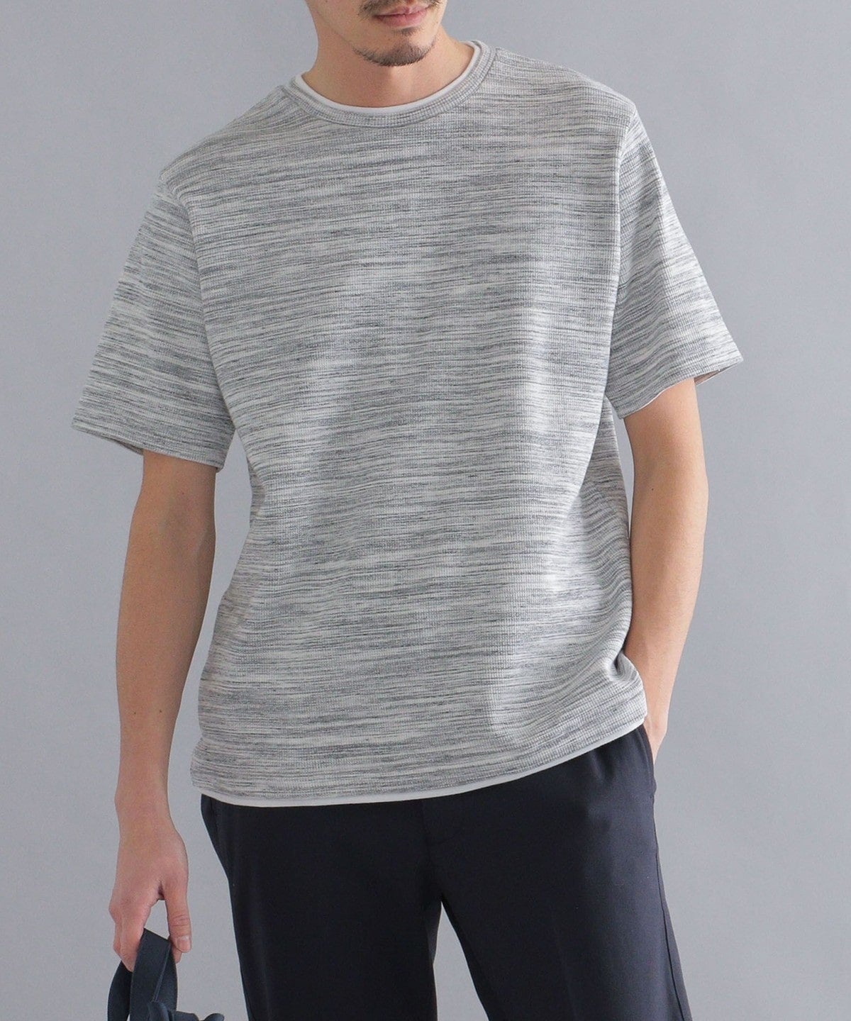 SHIPS: ワッフル フェイクレイヤード クルーネック Tシャツ