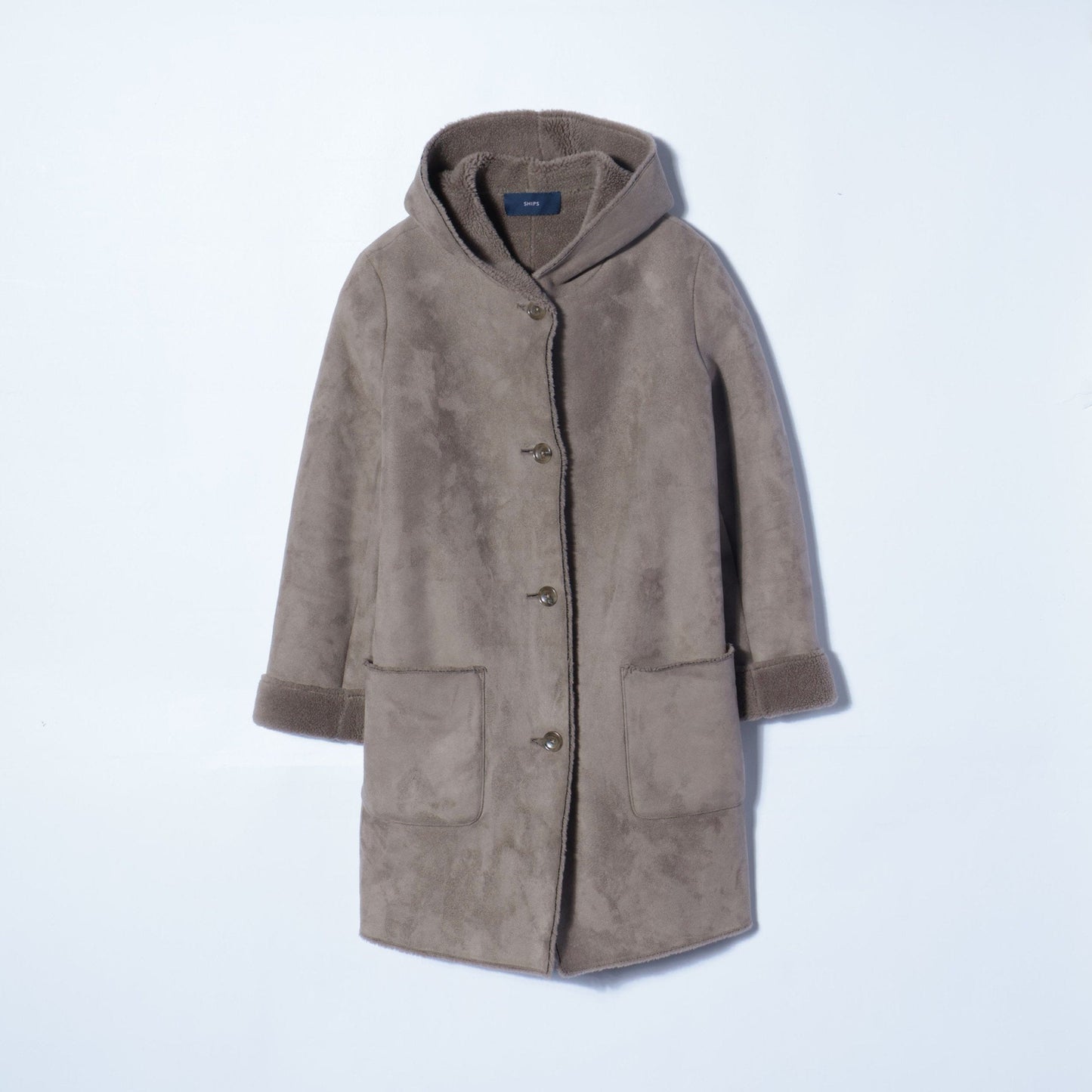 SHIPS:FAKE MOUTON HOOD COAT
