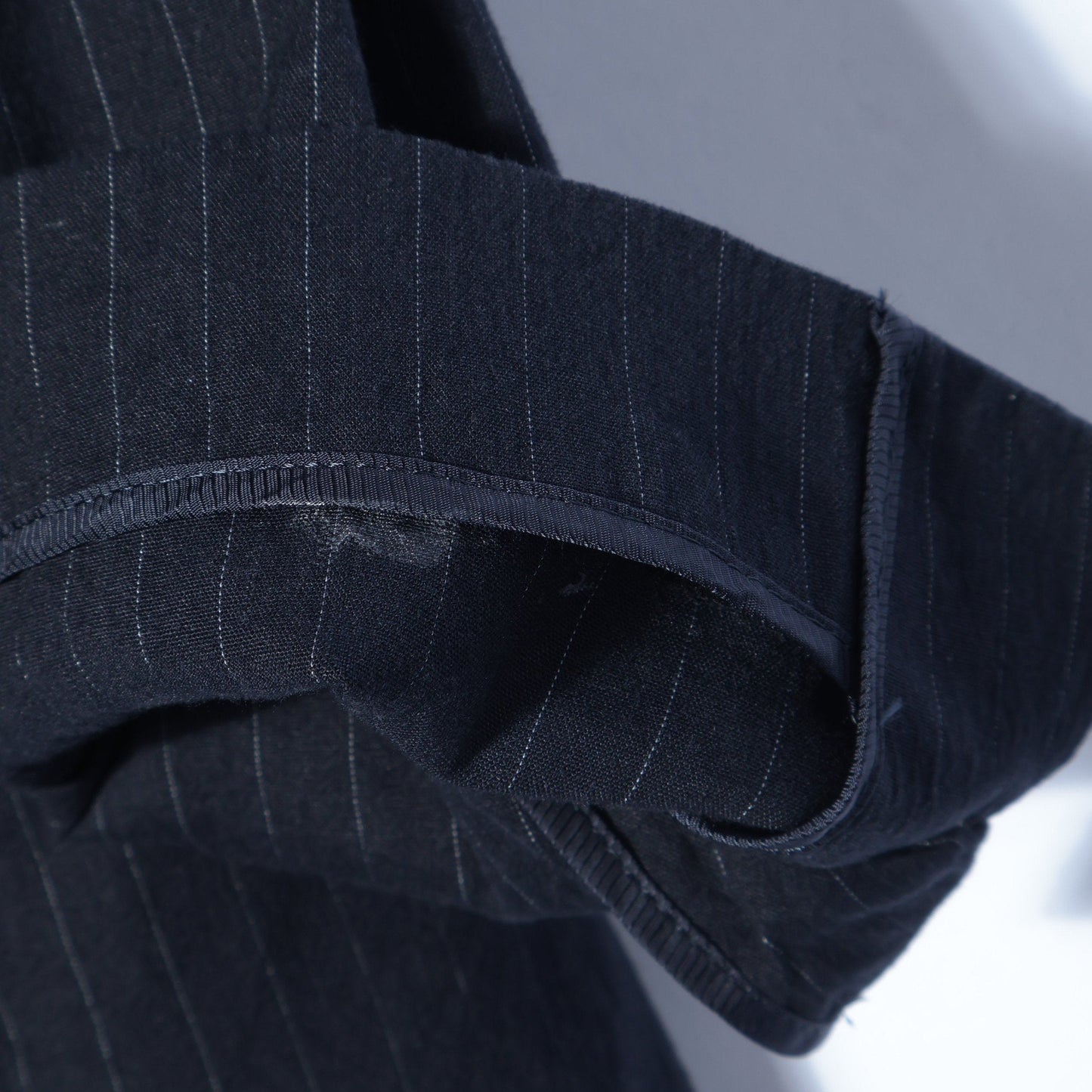 SHIPS Primary Navy Label:麻混 ストライプ ストレッチ ダブル ジャケット