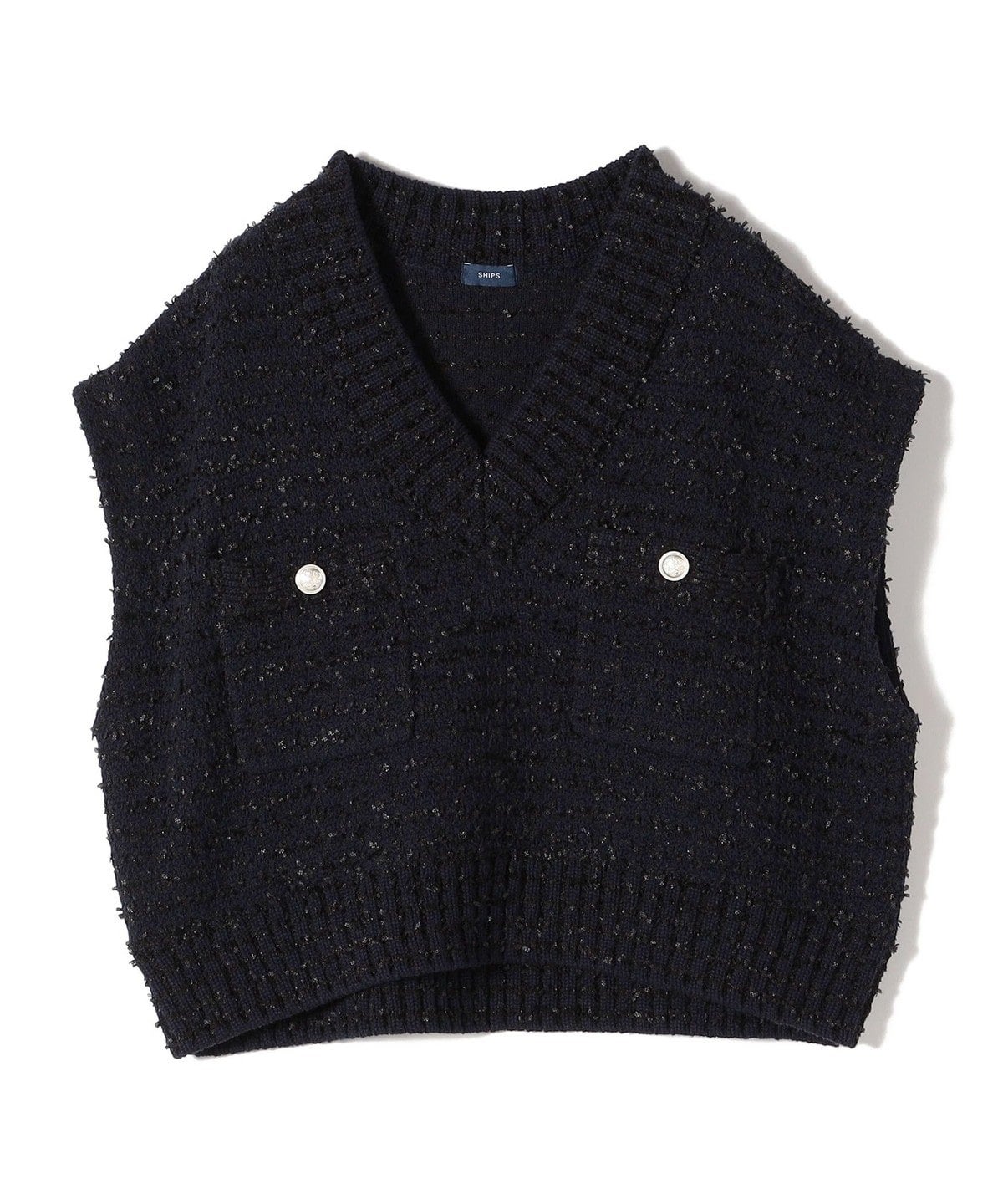 〈手洗い可能〉ニット ツイード Vネック ベスト
