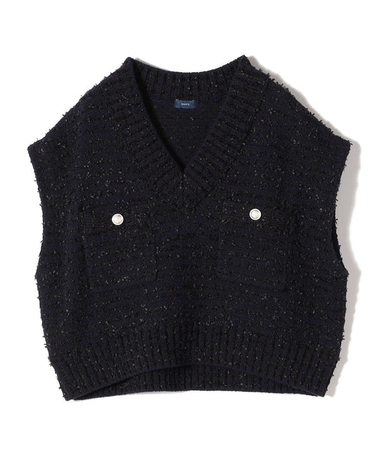 〈手洗い可能〉ニット ツイード Vネック ベスト
