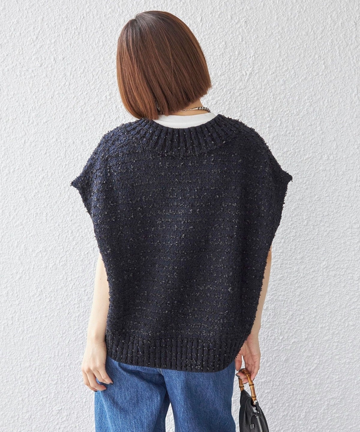 〈手洗い可能〉ニット ツイード Vネック ベスト