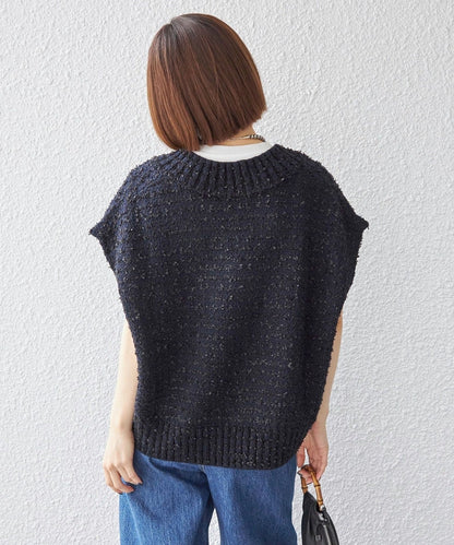 〈手洗い可能〉ニット ツイード Vネック ベスト