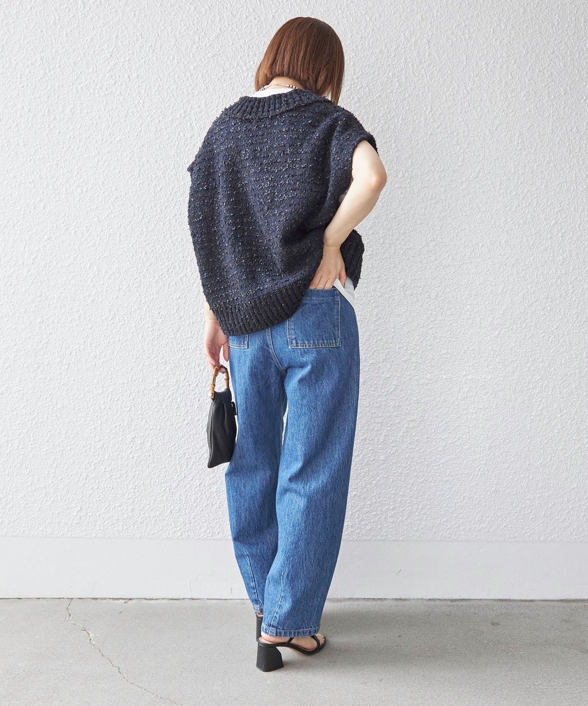 〈手洗い可能〉ニット ツイード Vネック ベスト