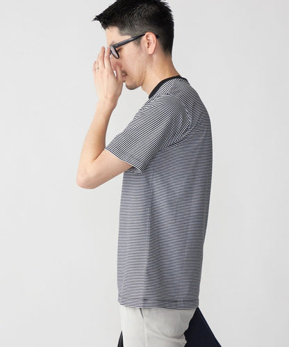 SHIPS: 抗菌・防臭 NANO-FINE（R） ハイゲージ コットン ボーダー  Tシャツ