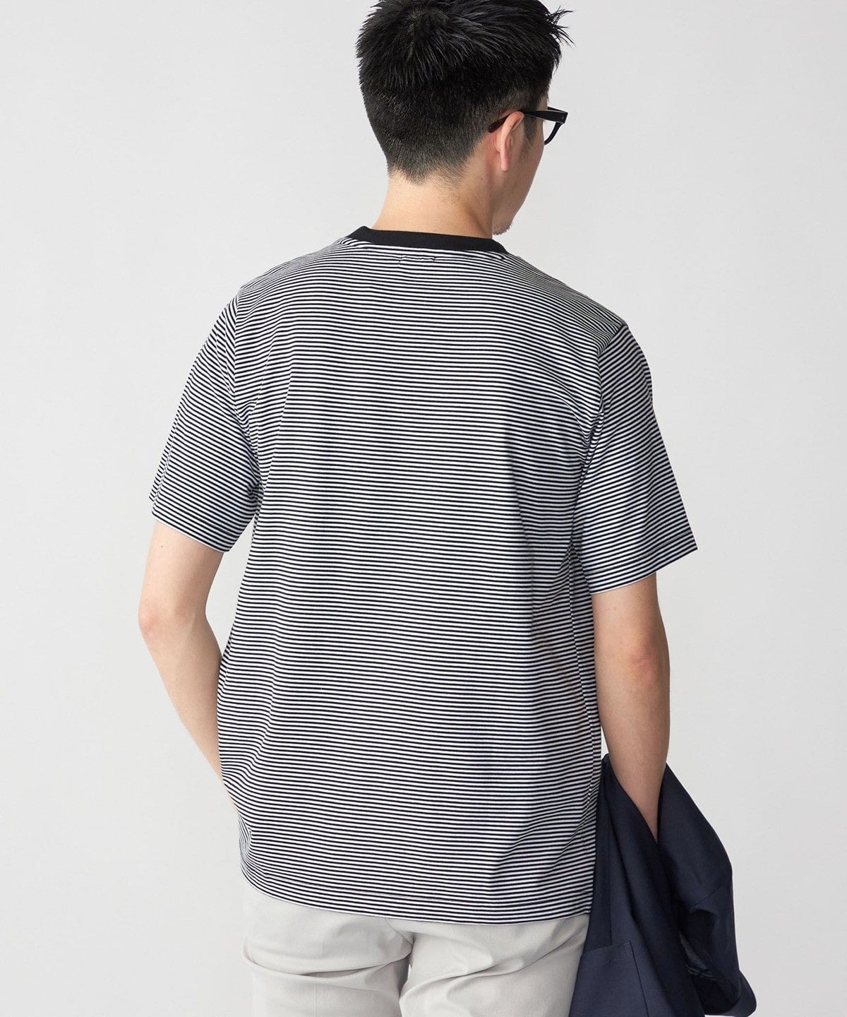 SHIPS: 抗菌・防臭 NANO-FINE（R） ハイゲージ コットン ボーダー  Tシャツ