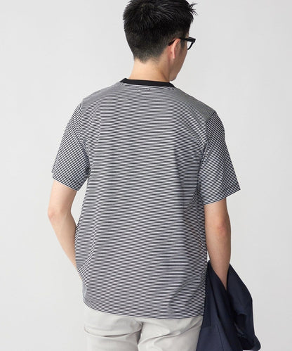 SHIPS: 抗菌・防臭 NANO-FINE（R） ハイゲージ コットン ボーダー  Tシャツ