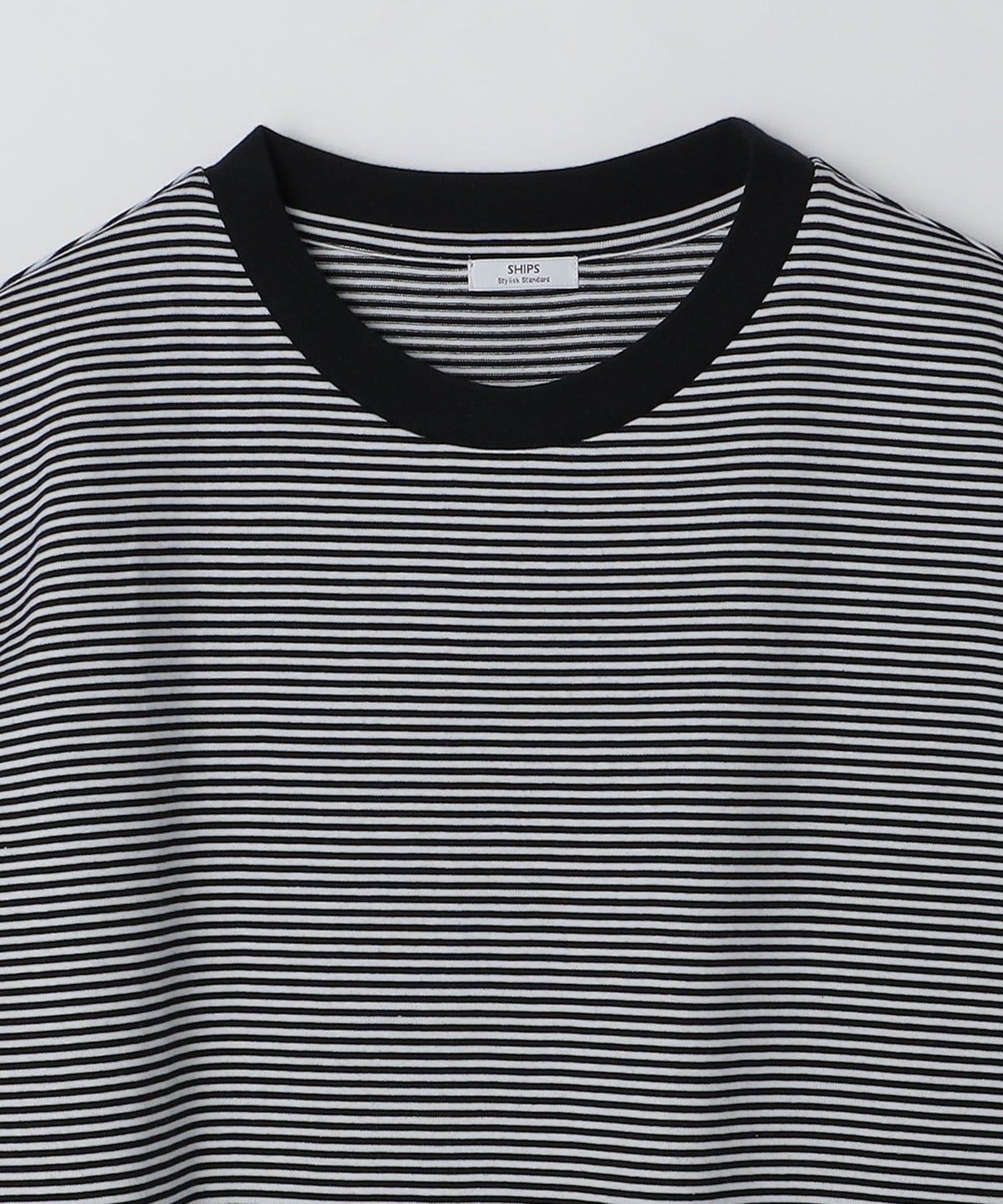 SHIPS: 抗菌・防臭 NANO-FINE（R） ハイゲージ コットン ボーダー  Tシャツ