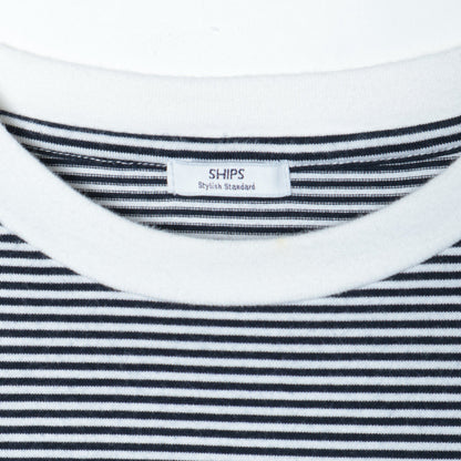 SHIPS: 抗菌・防臭 NANO-FINE（R） ハイゲージ コットン ボーダー  Tシャツ