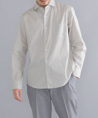 SHIPS: セミワイドカラー プリント モチーフ柄 シャツ