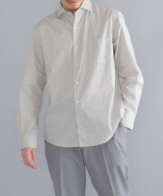 SHIPS: セミワイドカラー プリント モチーフ柄 シャツ