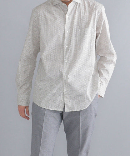 SHIPS: セミワイドカラー プリント モチーフ柄 シャツ