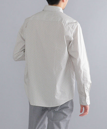 SHIPS: セミワイドカラー プリント モチーフ柄 シャツ