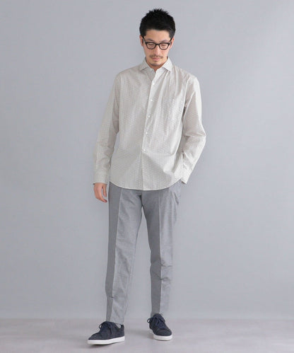 SHIPS: セミワイドカラー プリント モチーフ柄 シャツ