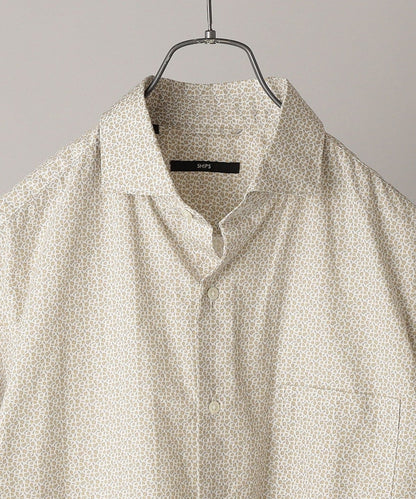 SHIPS: セミワイドカラー プリント モチーフ柄 シャツ