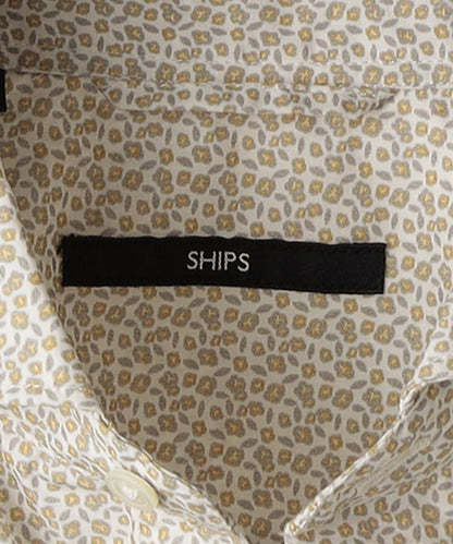 SHIPS: セミワイドカラー プリント モチーフ柄 シャツ