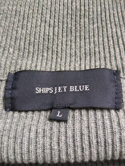 SHIPS JET BLUE: アゼ編み ZIP スタンドカーディガン