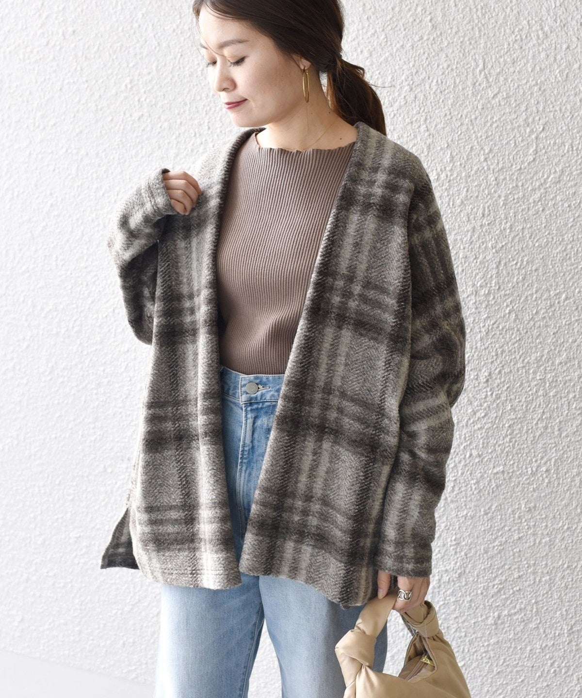 〈手洗い可能〉イタリアン チェック ショート 羽織り