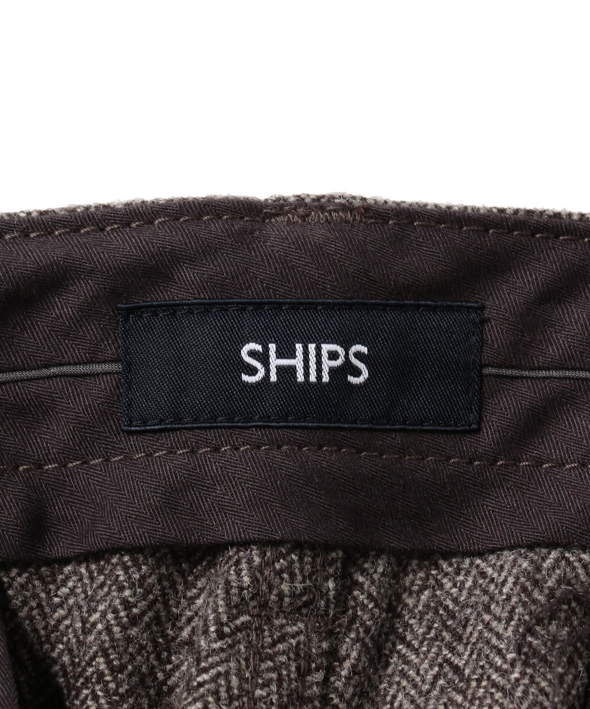 SHIPS: ウール ヘリンボーン ツイル テーパード チノパンツ