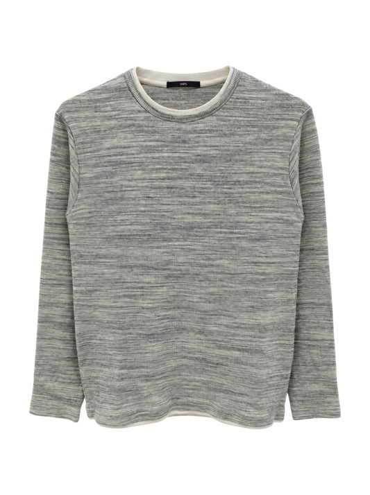 SHIPS: ワッフル フェイクレイヤード クルーネック Tシャツ (ロンT) 22SS
